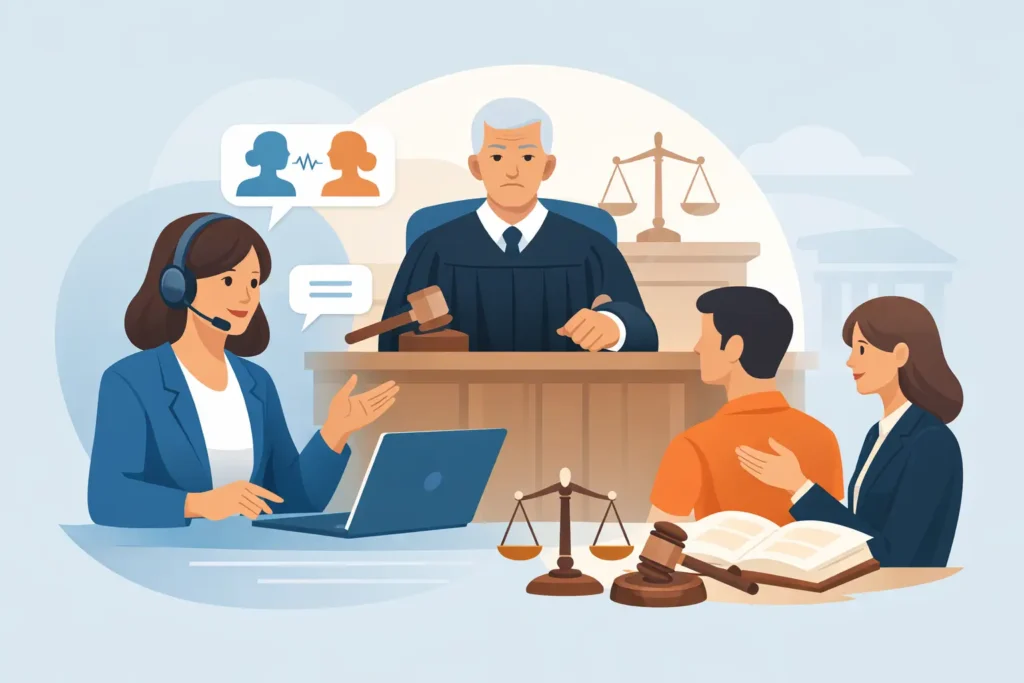 Intérprete para audiencia judicial y requisitos